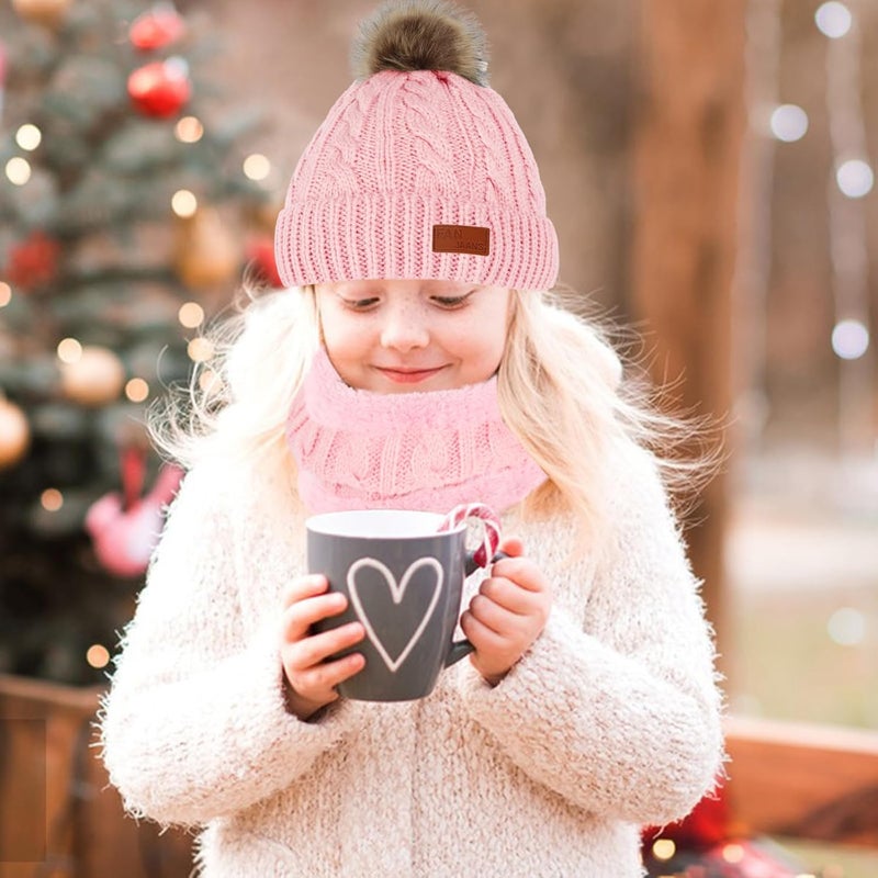 Machomby Kids Hat Scarf Gloves Set, Kids Winter Beanie Hat Scarf Gloves Set with Knit Thick Warm Fleece Lined for 1-6 Years Old - Image 2